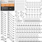 INCLY 1/4" Pegboard Hooks Set for Hanging, 206PCS Heavy Duty Peg Board Hooks & Hangers Only Fit 1/4 Inch Pegboard for Tools Crafts Assortment Garage Organizer Attachment Peg Board Accessories