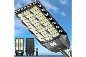 Deepn Solar Street Light 6000W, Commercial Grade Solar Lights Outdoor IP66 Waterproof, Motion Sensor & Dusk to Dawn, for Parking Lots, Pathways, Streets & Yard