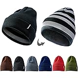 zowya Reversible Knitted Beanie for Men & Women Thick Striped Double-Sided Wearable Hat Cap Soft Warm Unisex 1-Hat