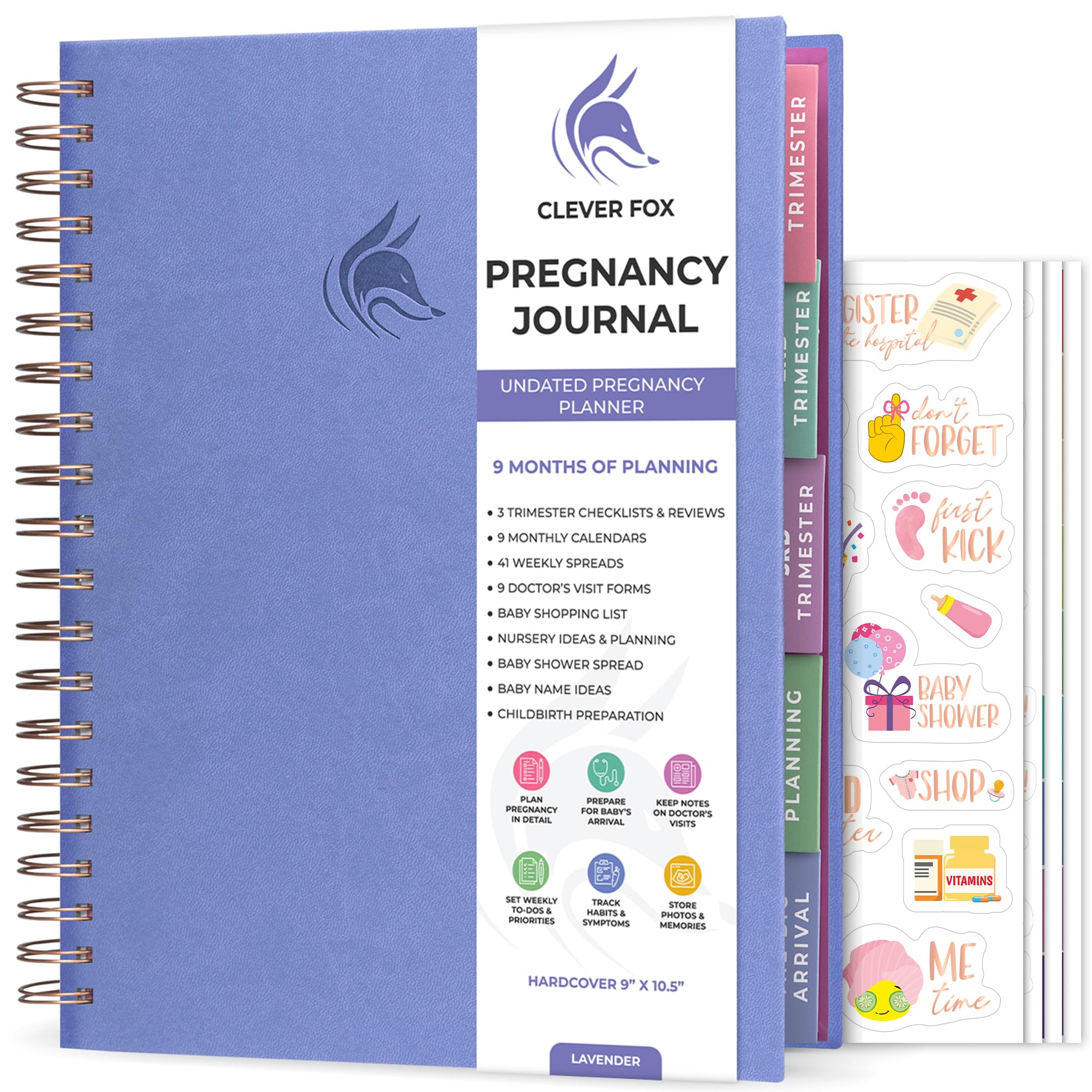 Clever Fox Pregnancy Journal & Memory Book - Pregnancy Planner & Notebook for Expecting Moms – Baby Keepsake, First Time Moms Gift, 21.5x27cm (Lavender) — image 1