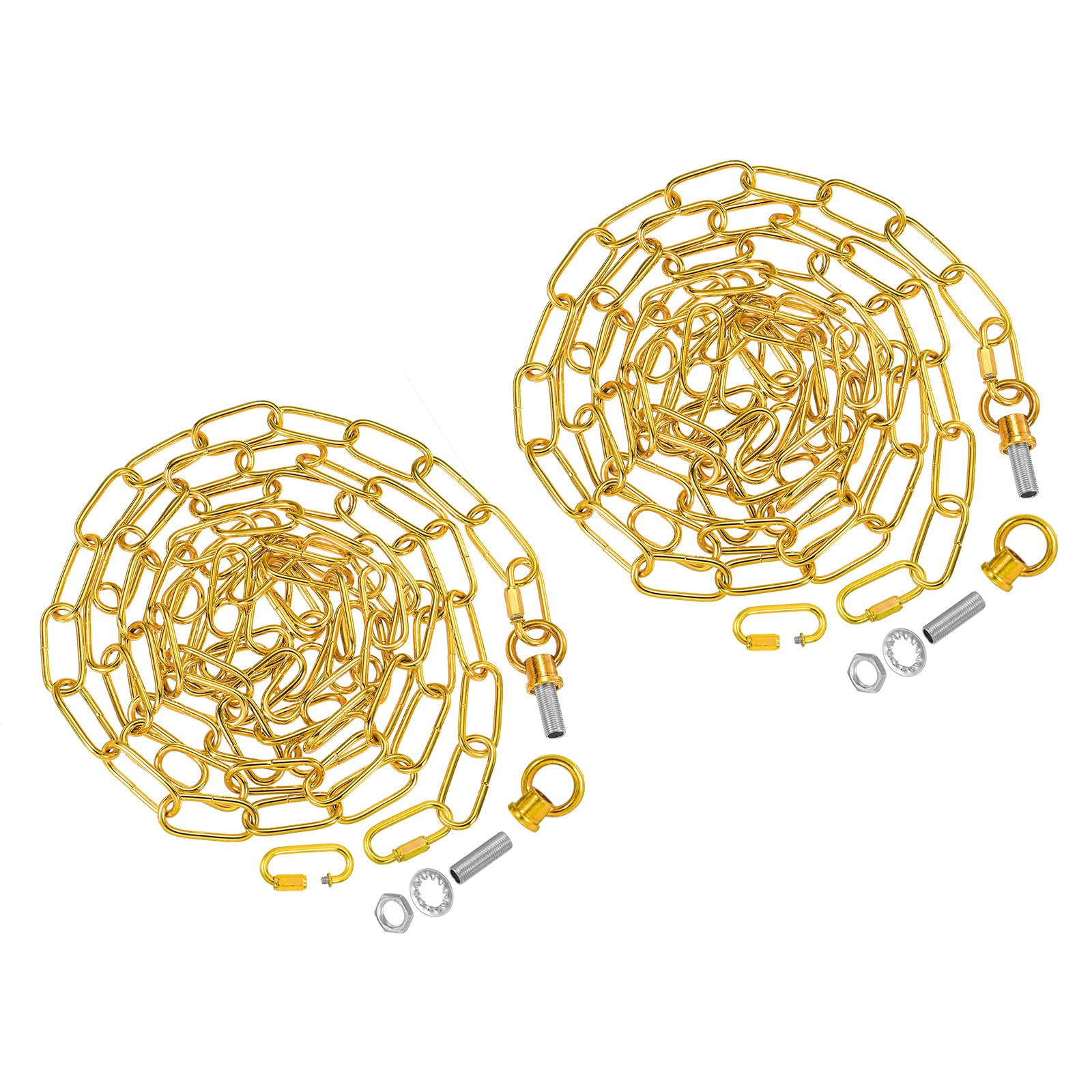 PATIKIL 10 Feet Lighting Chain for Hanging Lamp, 2 Set Chandelier Chain Light Fixture Chain Load Capacity 65 Lbs for Pendant Light, Ceiling Fan, Gold