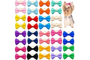 cuchenhuan 20pcs Cat Dog Bowknot Hair Accessories with Rubber Bands, Multicolor Hair Bows for Pet Grooming