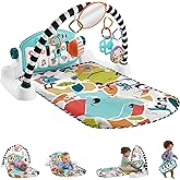 Fisher-Price Glow and Grow Kick &amp; Play Piano Gym, Blue | Baby Playmat, 10 Linkable Toys, Removable Piano, Musical Learning Toy, Developmental Activities for Newborns 0+ Months