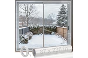 BIGMETA 87×236in Window Insulation for Winter - Fits Sliding Door French Door Clear Heat Shrink Plastic for Winterizing, Cuttable Large Window Film with Tape for Easy Indoor Installation