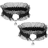 2Pcs Adjustable Heart Lace Thigh Garter, Elastic Leg Garters Belt for Women Black Garter Belt, Thigh Garters for Wedding Punk Gothic