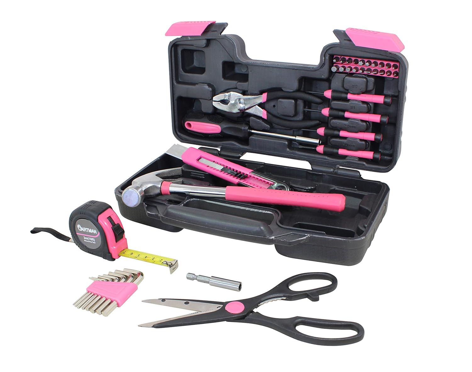 39Piece Household Tool Set Pink Hand Tools Cute Gift for Girls, Ladies