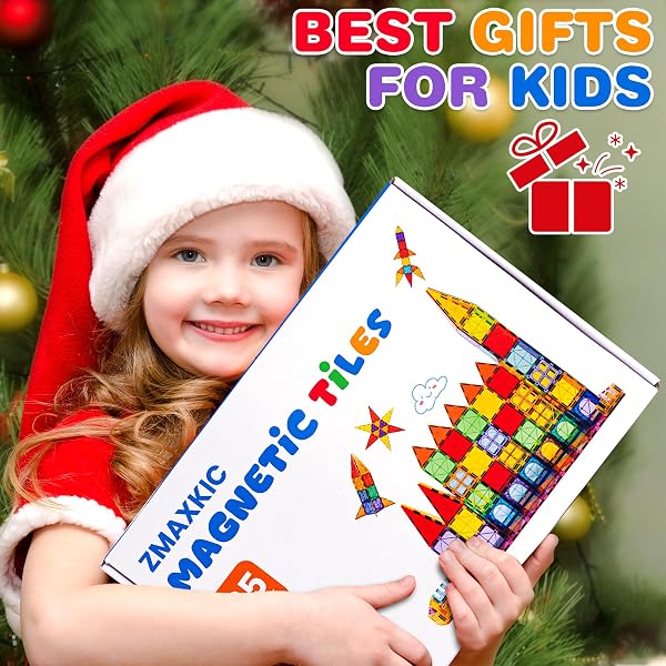 ZMAXKIC MAGNETIC TILES, 135PCS MAGNETIC BUILDING BLOCKS WITH 2 CARS, LARGE MAGNET BUILDING SET,STEM SENSORY EDUCATIONAL TOYS GIFT FOR TODDLERS KIDS BOYS GIRLS.