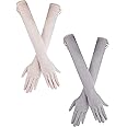 Chuangdi 2 Pairs Women UV Sun Protection Driving Gloves Touchscreen Arm Sun Block Gloves for Outdoor Sports Summer Supplies