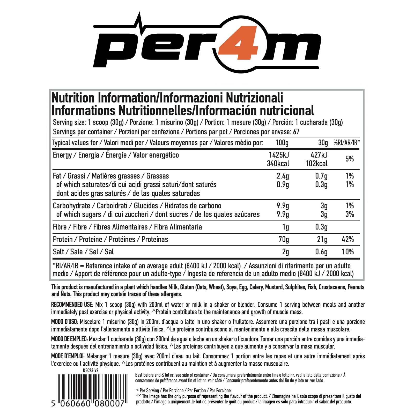 per4m Protein Whey Powder | 30 Servings of High Protein Shake with Amino Acids | for Optimal Nutrition When Training | Low Sugar Gym Supplements (Double Choc
