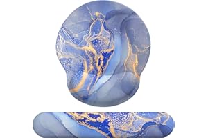 eulps Mouse Pad Wrist Support, Ergonomic Memory Foam Keyboard Wrist Pad & Gel Wrist Rest Set for Computer Keyboard for Easy Typing & Pain Relief for Office & Home (Quicksand Marble Set)