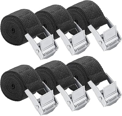 LFBEST 6Pcs Ratchet Tie Down Straps 0.5m x 25mm Heavy Duty Lashing Belts