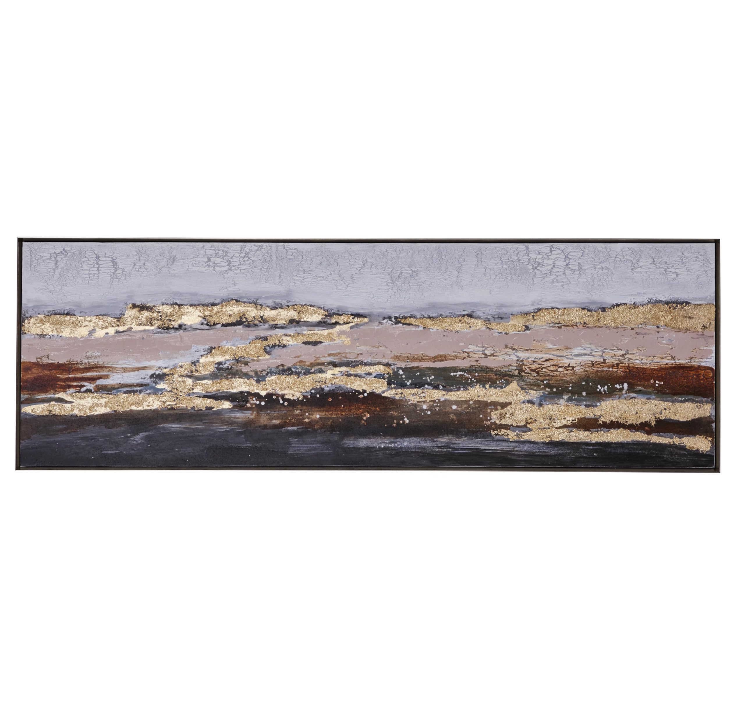 Deco 79 Canvas Geode Foiled and Brushstrokes Framed Wall Art with Gold ...