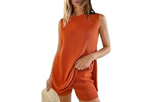 Panadila Womens Summer Lounge Sets 2 Piece Outfits Beach Vacation Outfits Tank Top and Shorts Sweater Matching Set