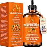 Pomberries Sea Buckthorn Oil, 100% Pure Seabuckthorn Oil for Face &amp; Hair | Cold-Pressed Fruit &amp; Seed Oil, Helps Reduce Fine Lines, Supports Radiant Skin, 2 fl oz Glass Bottle. External Use Only