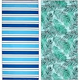2 Pack Microfiber Beach Towel, Oversized Microfiber Pool Towel 75”x 35”, Sand-Free Beach Towel, Quick Drying Camping Towel, Super Absorbent Bath Blanket, Soft Breathable and Lightweight