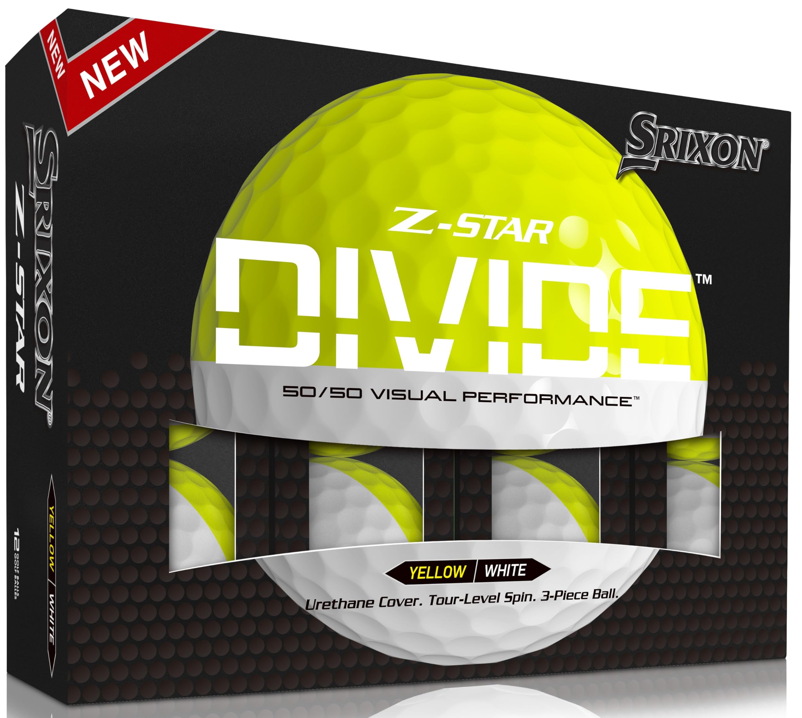 Srixon Z-Star Divide Visual Performance 23 Golf Balls, Dozen (Yellow/White)