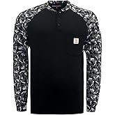 BOCOMAL FR Shirts Flame Resistant Henley Printed and Camo Two Tone 7oz Men's Fire Retardant Work Shirts
