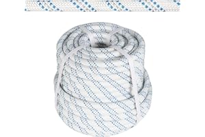 YSMN 5/8 in 150 FT Braided Rigging Rope 11000 LBS Breaking Strength High Force Polyester Arborist Rope Suitable for Swing Camping Tree Work White Grey Blue