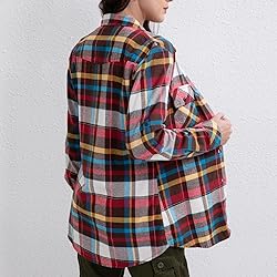 Match Womens Button Down Flannel Plaid Shirts roll