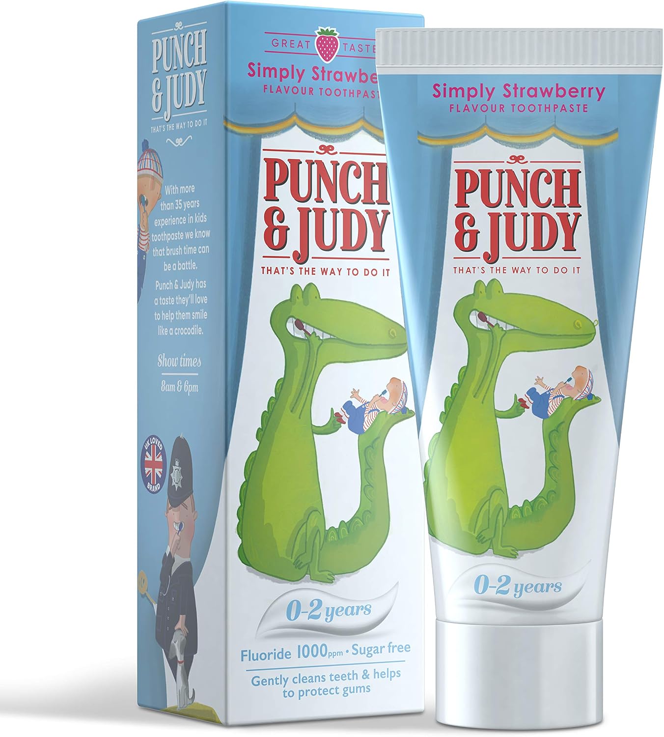 Punch & Judy Kids Toothpaste - Baby Strawberry Flavour, 0-2 Years, Fluoride, Sugar Free 50ml (Pack of 1), 1 g (Pack of 1)