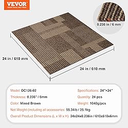 VEVOR Carpet Tiles Reusable, 24 PCS, 24"x