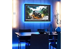 AGESZOE 50-55 inch Weatherproof LED Outdoor TV Cover for Night with Lock, Hard and Durable, Clear Dust-proof Television Enclosure, Waterproof Smart LED Ambient Lightning, with Adjustable TV Wall Mount