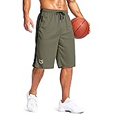 G Gradual Men's 11" Long Basketball Shorts with Zipper Pockets Drawstring Mesh Lightweight Gym Athletic Shorts for Men
