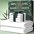 DECOLURE 100% Organic Viscose Derived from Bamboo Sheets King Size 6pcs - Ultra Soft & Luxuriously Cooling, 17" Deep Pocket, Double Stitching, Perfect for Hot Sleepers - King Bed Sheets (White)