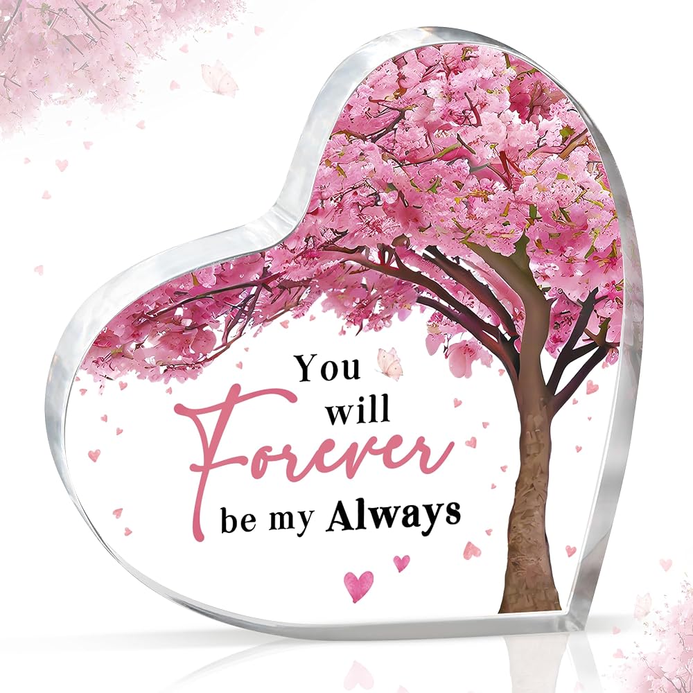 Gleevara Heart Shaped Acrylic Plaque You will forever be my always Gift for Her