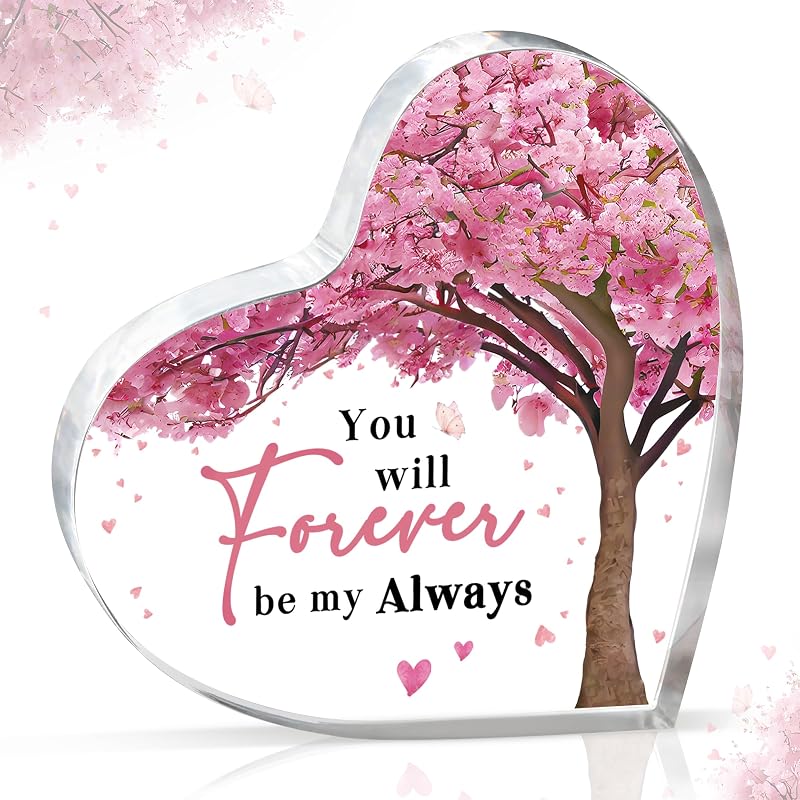 Gleevara Heart Shaped Acrylic Plaque You will forever be my always Gift for Her
