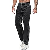 Ushdele Men's Regular Fit Stretch Jeans Straight Leg 5-Pocket Classic Comfort Flex Denim Pants