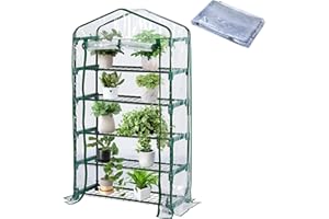 DECOHS Extra Wide 5 Tier Greenhouse Replacement Cover- 75 x 40 x 19 Inch Clear PVC Plant Gardening Greenhouse Cover with Roll-Up Zipper Door for Gardening Plants Flowers (Frame Not Include)