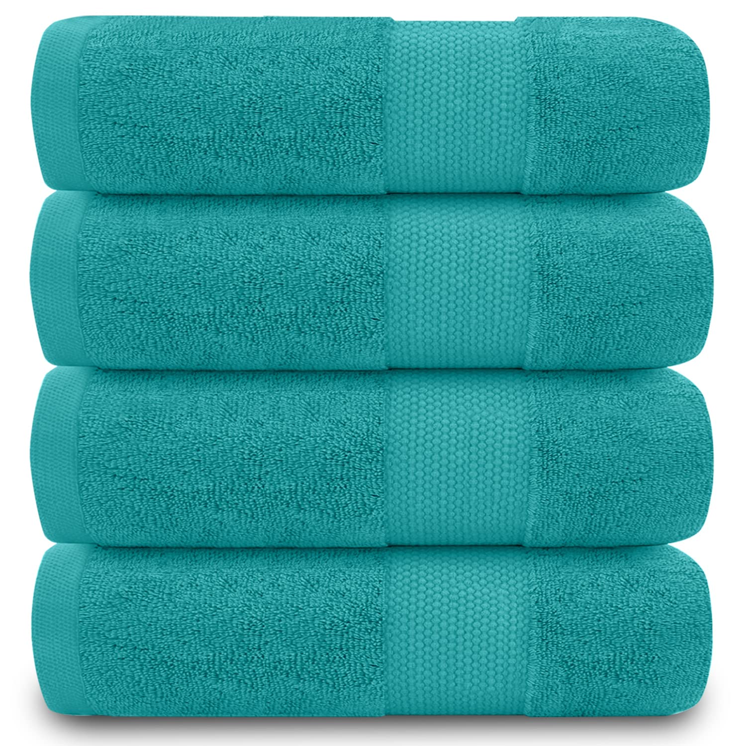 GC GAVENO CAVAILIA Luxury Super Soft 4-Pack Bathroom Hand Towels, 100% Egyptian Cotton Bath Accessory Sets, Teal, 4Pk Miami