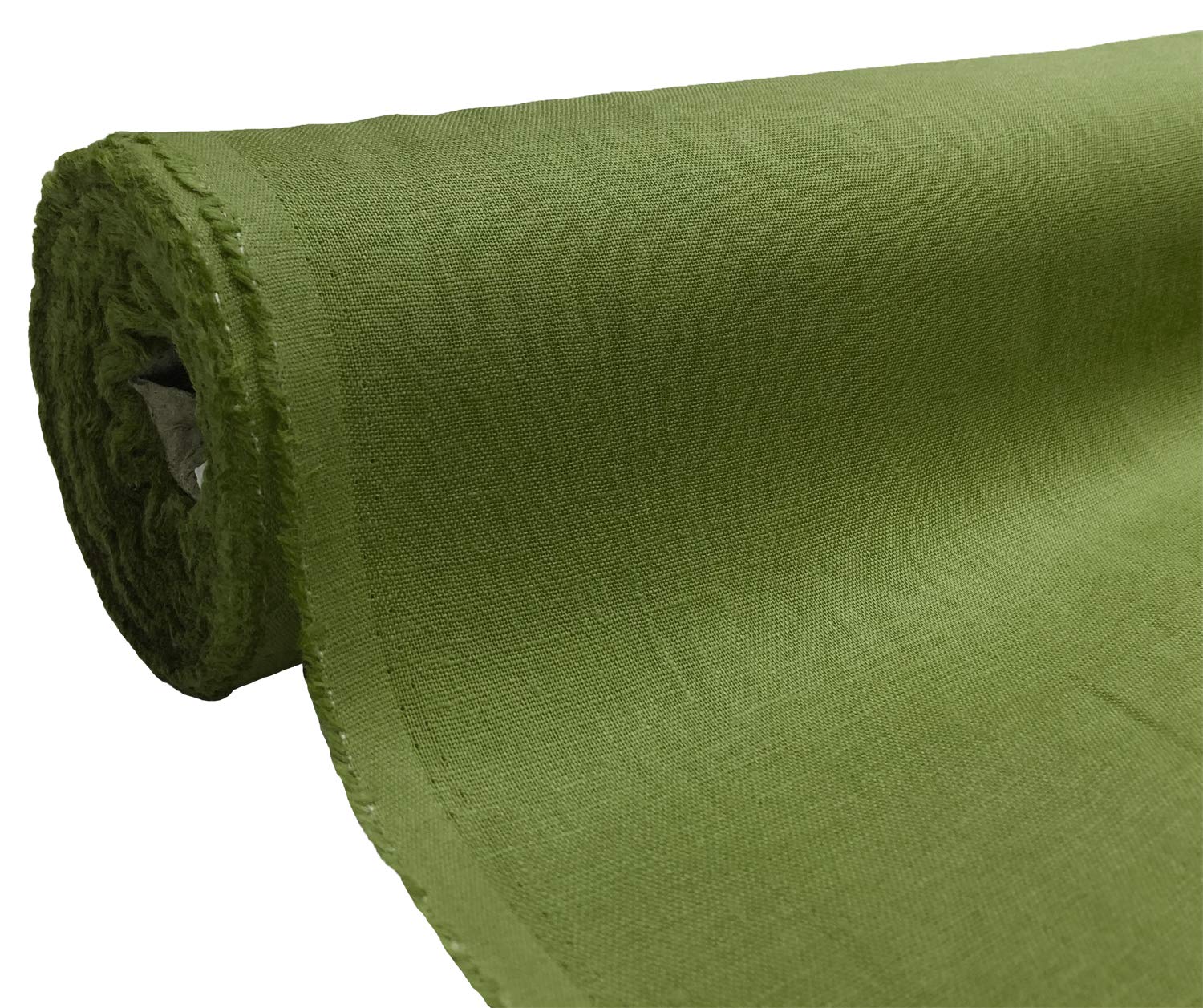 A-Express Natural Pure 100% Linen Fabric Soft Material Vintage Dressmaking Fashion Flax Bag 140cm Wide - 5 Meters 500cm x 140cm Dark Green