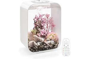 biOrb Life 15 Acrylic 4-Gallon Aquarium with Multi-Color Remote-Controlled LED Lights Modern Compact Tank for Tabletop or Des
