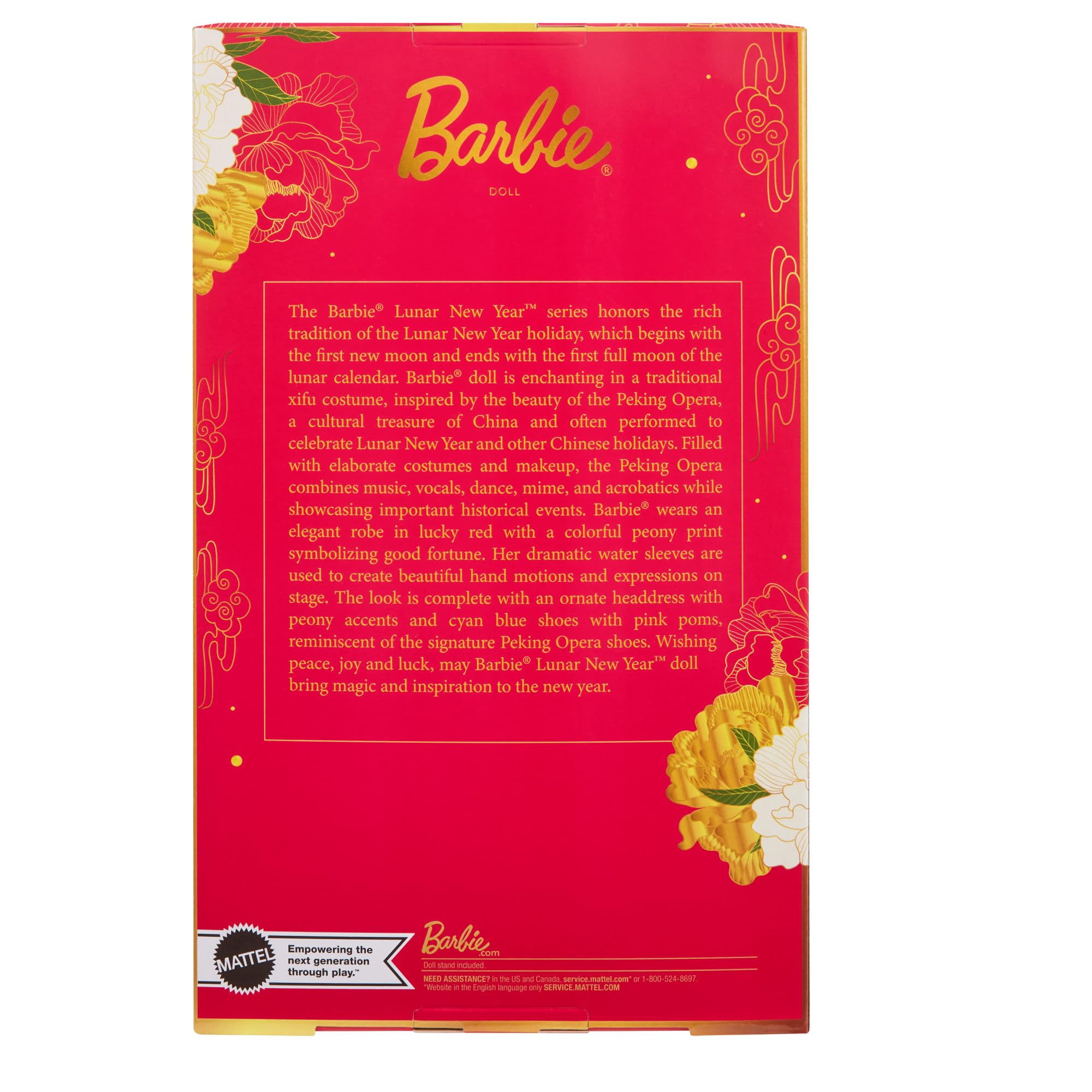 Barbie Signature Lunar New Year Doll in Red Floral Robe & Traditional Accessories Inspired by the Peking Opera, Collectible with Stand & Certificate of Aithenticity