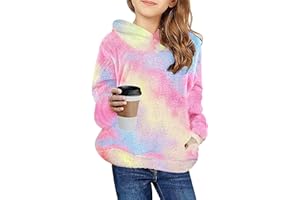 Arshiner Girls Fuzzy Fleece Hoodies Casual Sweatshirt Sherpa Pullover with Kangaroo Pockets 4-15 Years
