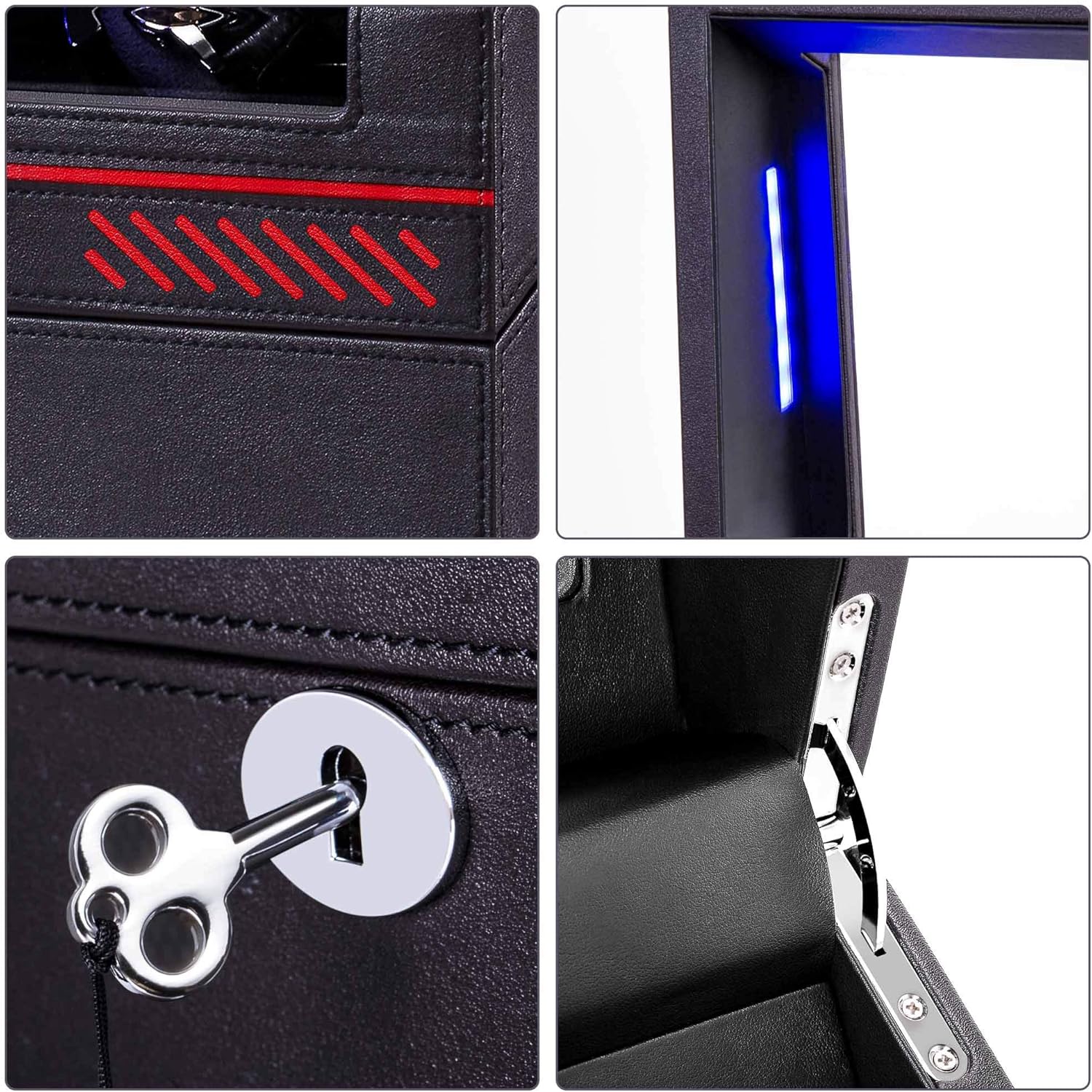 Watch Winder Box For Rolex 4 Winding Spaces And 4 Storages In Wood Shell And Black Coffee Color Leather With 4 Rotation Mode Setting Built In