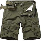 CARPANT Men's Cotton Cargo Shorts Relaxed Fit Outdoor Casual Work Shorts with Zipper Pockets No Belt