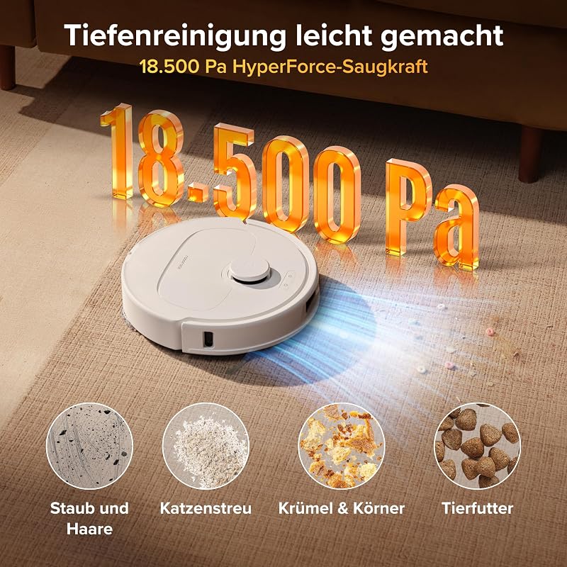 Qrevo S Pro Saugroboter mit Wischfunktion, 18.500 Pa Saugkraft