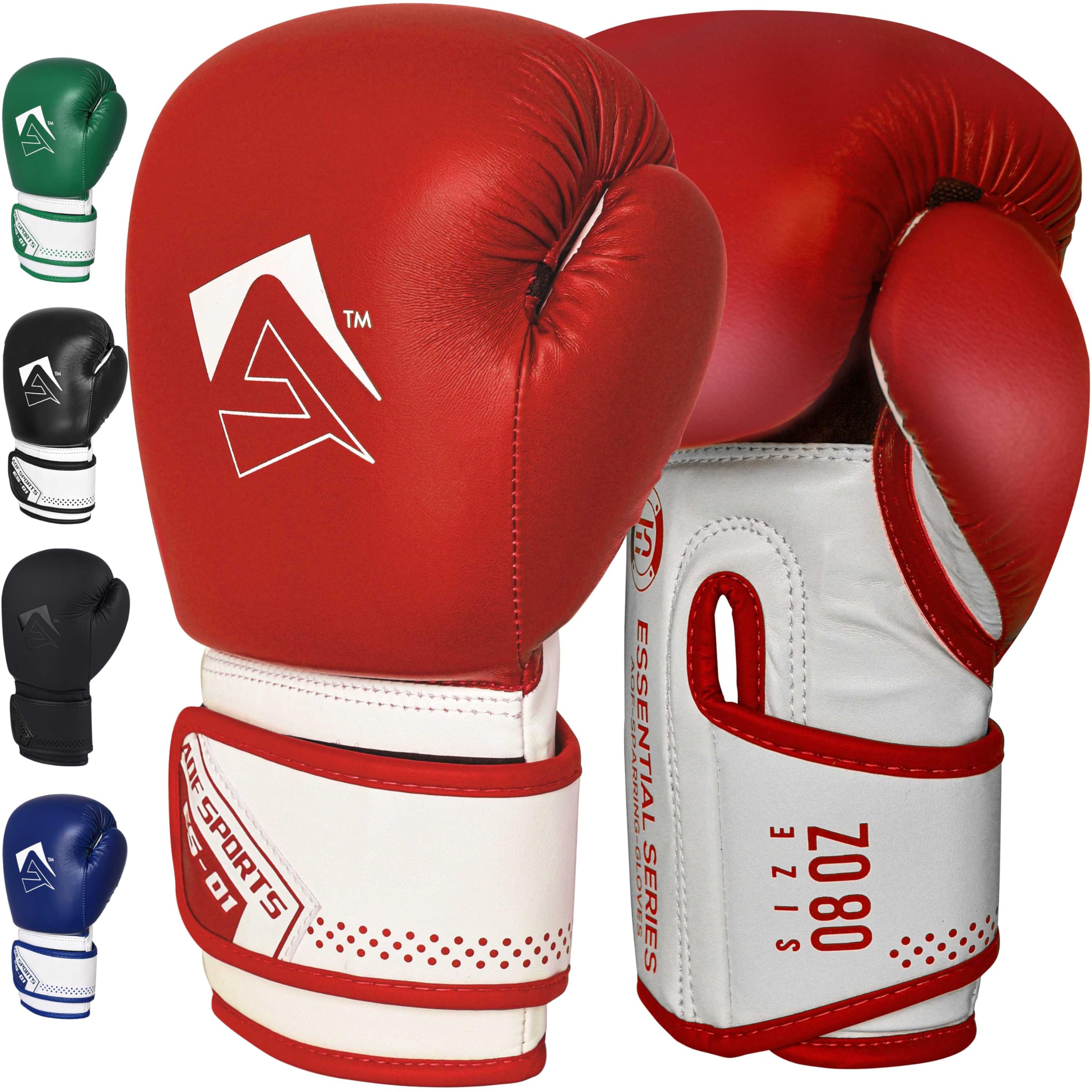 AQF Boxing Gloves for Training & MMA Muay Thai Punch Bag Sparring MMA Gloves for Kickboxing Fighting & punching bag with Extra Layers of Padding (Red, 16oz)