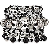 SPUNKYsoul Beaded Stretch Bracelet Set – Multi-Piece Stackable Fashion Bracelet Collection, Elastic Fit, Minimalist Boho Jewelry for Everyday Wear