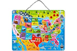 QUOKKA Magnetic Puzzles for Kids Ages 4-6 - Realistic USA Map Puzzles for Toddlers 3-5 - Montessori Educational Toys for 2-4 Years Old - United States Geography Learning Games for Kids 5-8