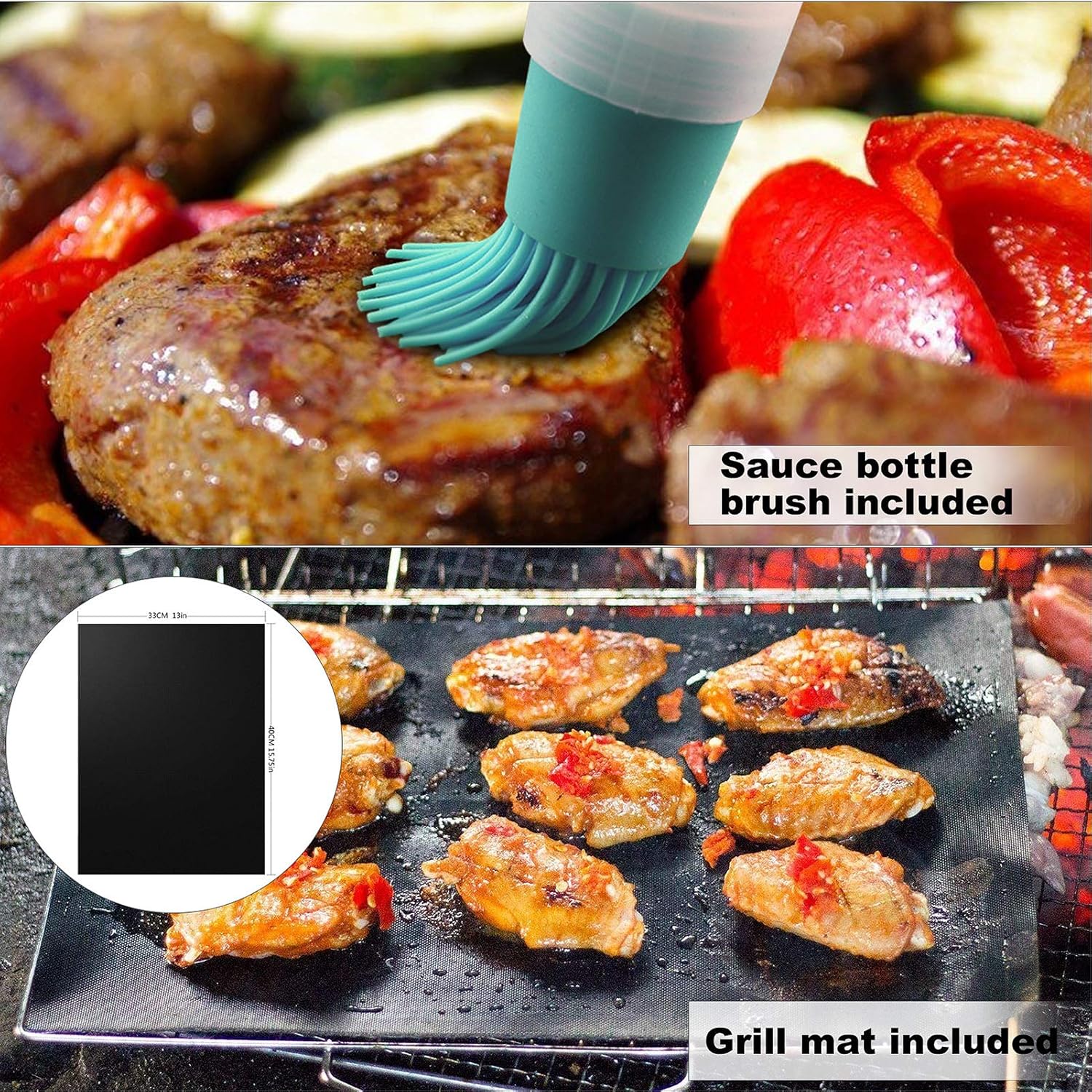 ACMETOP BBQ Grill Basket, Stainless Steel Grilling Basket with Removable Handle, Perfect for Grilling Vegetables, Fishes, Shrimp, Chops - Bonus an Grill Mat, Sauce Bottle Brush and Carrying Pouch : Garden & Outdoor