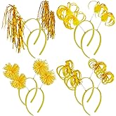 COCIDE 8Pcs Pom Pom Headbands Party Headbands Tinsel Wrapped Ponytails Headbopper Headwear for Birthday Festival