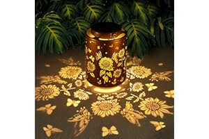 TEPAKEN Solar Outdoor Lanterns, Butterflies Garden Decor LED Light Hanging Waterproof Solar Metal Lantern Christmas Gifts for Women Mon Grandma Sunflower Solar Lights Outdoor Decoration for Patio Pathway Yard