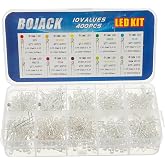 BOJACK 10 Colors 400 pcs 3mm LED Diode Lights Assored Kit Pack (Red/Ora/YEL/Gre/Blu Transparent DC 2V - 3.2V 20mA) Bright Lig