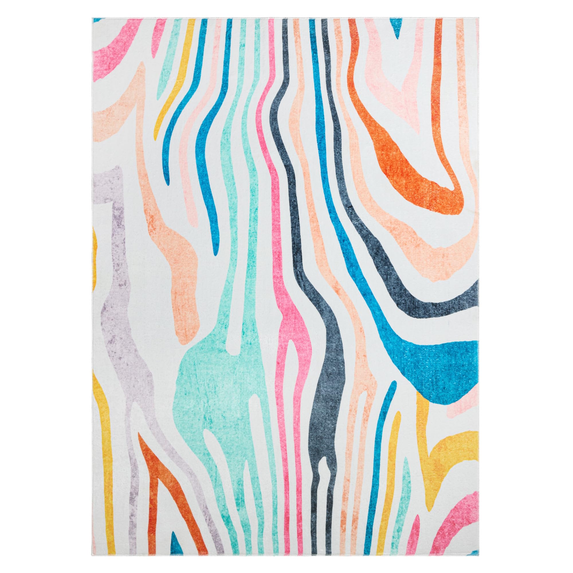 Photo 1 of **DIRTY FROM TRANSPORT **TOWN & COUNTRY PLAY Leta Zebra Stripe Kid's Washable Area Rug, Soft & Plush, Safe Non-Slip Backing, Bedroom Rug, Dorm Decor, Playroom & Classroom Rugs, Pink/Multi, 7'10"x10'2"