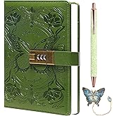 TIEFOSSI Diary with Lock for Women Girls, Lined Locked Journal, Butterfly Journal Notebook with Pen and Bookmark, A5 Refillable Locking Journals for Writing, 224 Numbered Pages