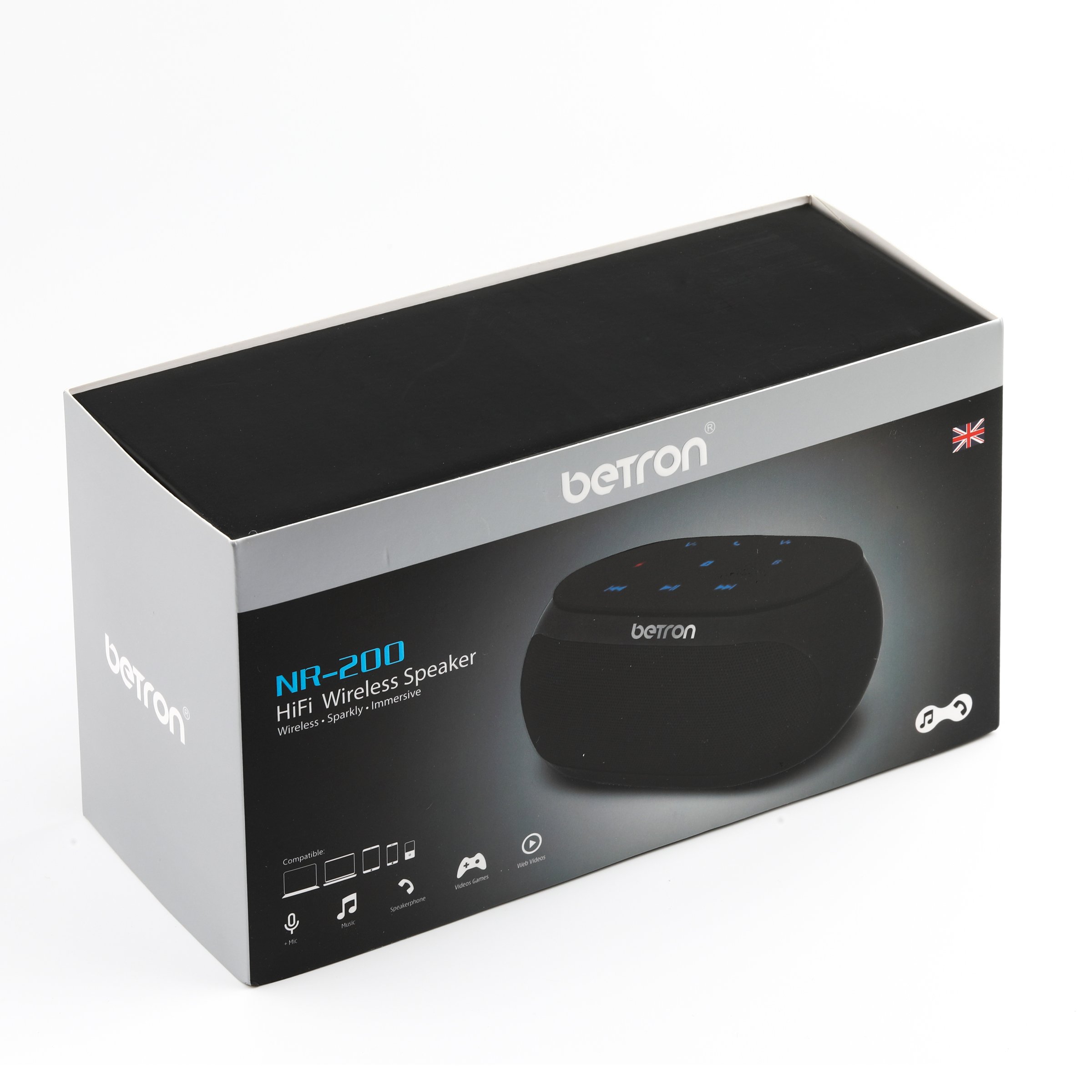 Betron NR200 Bluetooth Stereo Speaker, 9 Watt Dual Driver, Built in Microphone for Calls